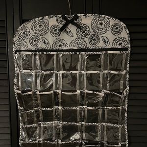 Hanging jewelry organizer.